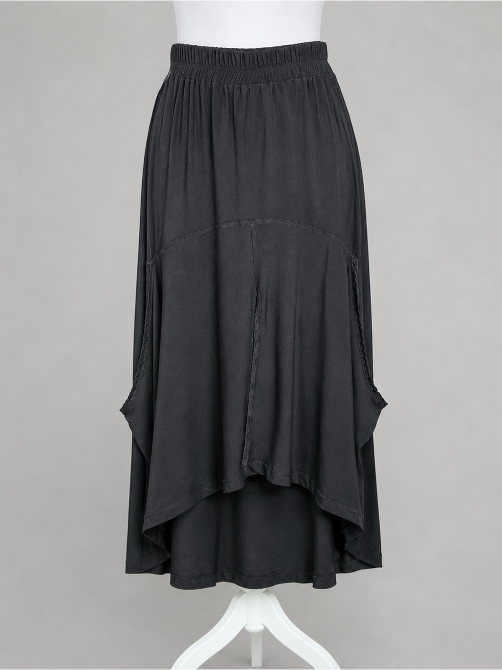 NWT Alain Murati Black Asymmetric Layered Midi Skirt XL